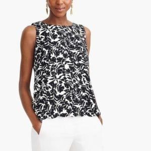 J.Crew Printed Scalloped-Hem Top with Overlapped Back, Top for Cruise Vacation M
